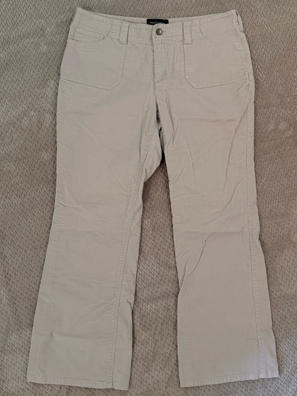 Vintage VS Moda International corduroy pants flare leg 14 SHORT tan/beige EUC